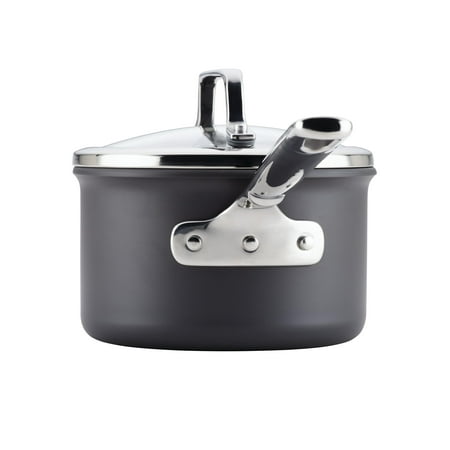 Gray Anolon Authority Hard Anodized Nonstick Sauce Pan//Saucepan with Lid 2 Quart